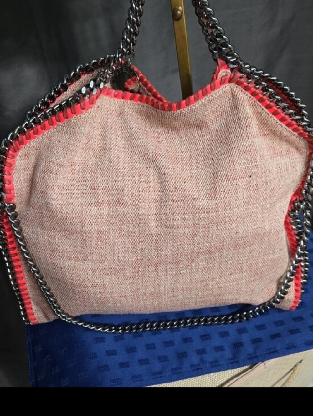 Stella Mccartney Falabella Fold Over Pink Tweed Tote with Gunmetal Chain - Picture 4 of 16